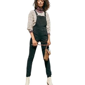 Madewell Overalls Womens XS Lunar Wash Black Raw Hem Skinny Boho